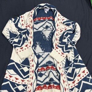 Patterned Blue and Cream Women's Sweater